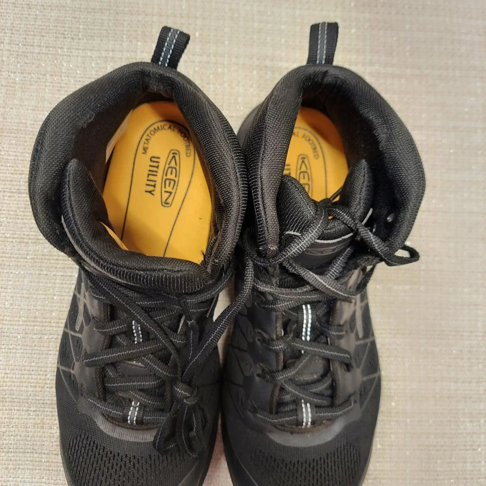 KEEN Utility Vista Energy Mid Work Boots Black Carbon Fiber Safety Toe Mens 11.5